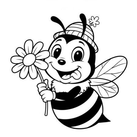 Abelha Cartoon Divertida (Desenho para Colorir)