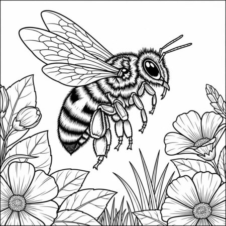 Abelha Realista Detalhada (Desenho para Colorir)