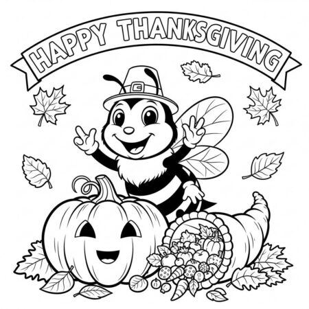 Abelha e Acao de Gracas (Desenho para Colorir)