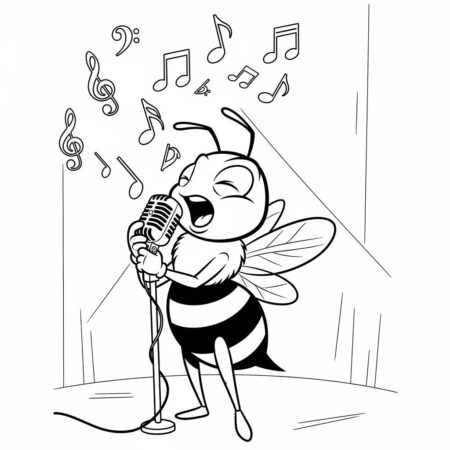 Abelha e Cancoes (Desenho para Colorir)
