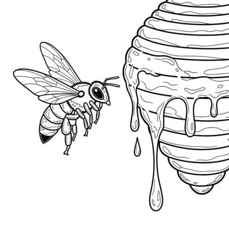 Abelha e Colmeia (Desenho para Colorir)