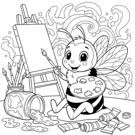 Abelha e Cores (Desenho para Colorir)