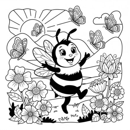 Abelha e Danca (Desenho para Colorir)