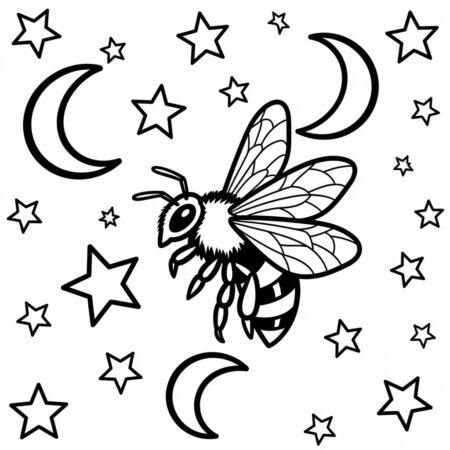 Abelha e Estrelas (Desenho para Colorir)