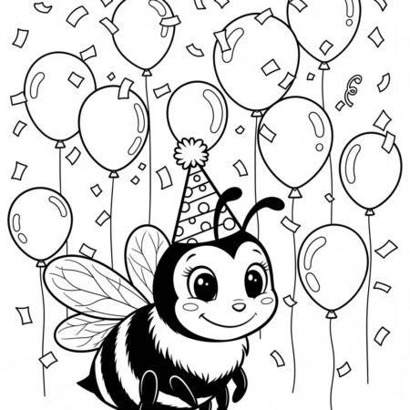 Abelha e Festa (Desenho para Colorir)