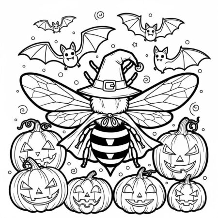 Abelha e Halloween (Desenho para Colorir)