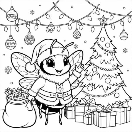 Abelha e Natal (Desenho para Colorir)