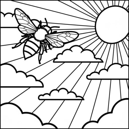 Abelha e Sol (Desenho para Colorir)