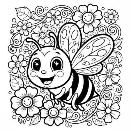 Abelha e Sorriso (Desenho para Colorir)