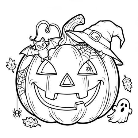 Abobora de Halloween Divertida (Desenho para Colorir)