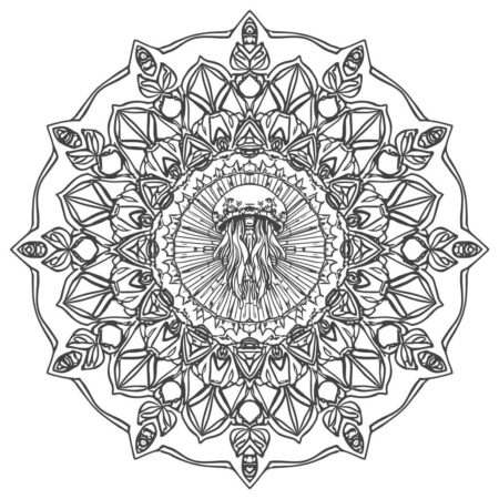 Agua viva Estilo Mandala (Desenho para Colorir)