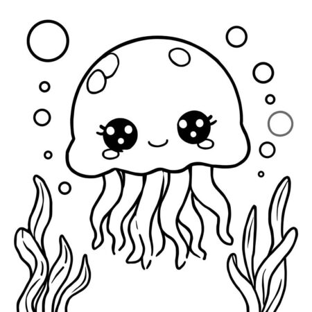 Agua viva Kawaii (Desenho para Colorir)