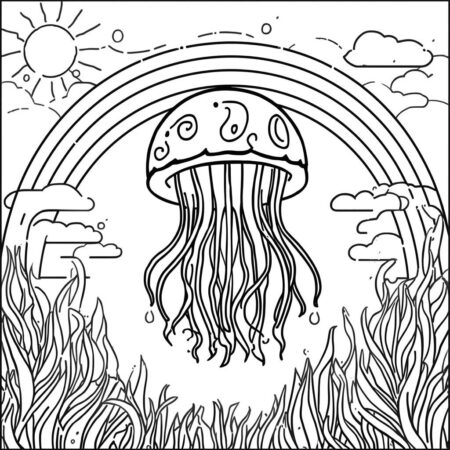 Agua viva e Arco iris (Desenho para Colorir)