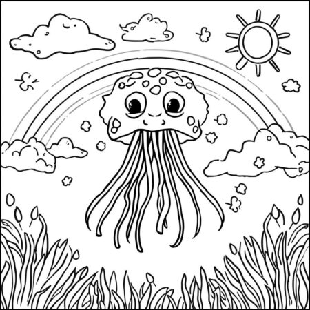 Agua viva e Arco iris (Desenho para Colorir)