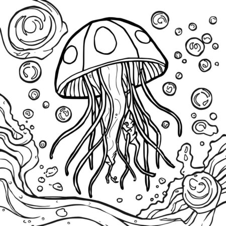 Agua viva e Bolhas (Desenho para Colorir)