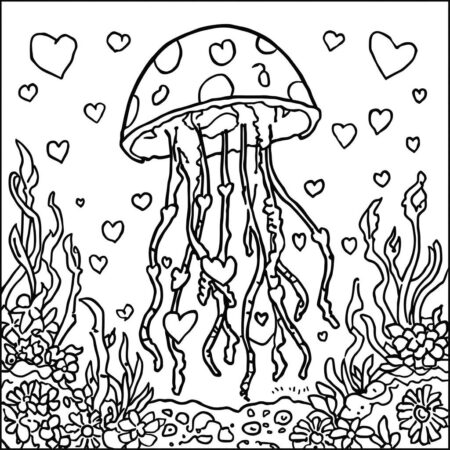 Agua viva e Coracao (Desenho para Colorir)