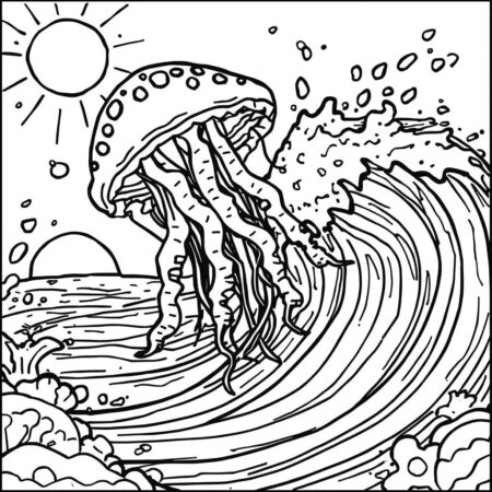 Agua viva e Onda (Desenho para Colorir)