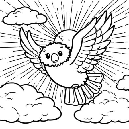 Aguia Kawaii Voando (Desenho para Colorir)