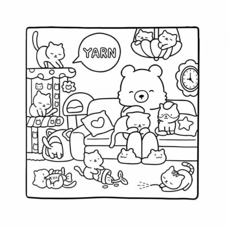 Amigos Aconchegantes em um Dia de Descanso (Desenho para Colorir)