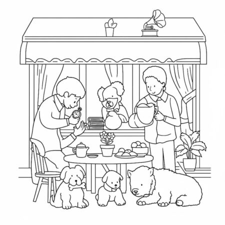 Amigos Aconchegantes na Cozinha (Desenho para Colorir)