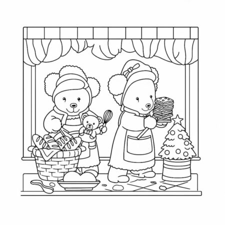 Amigos Aconchegantes na Cozinha (Desenho para Colorir)