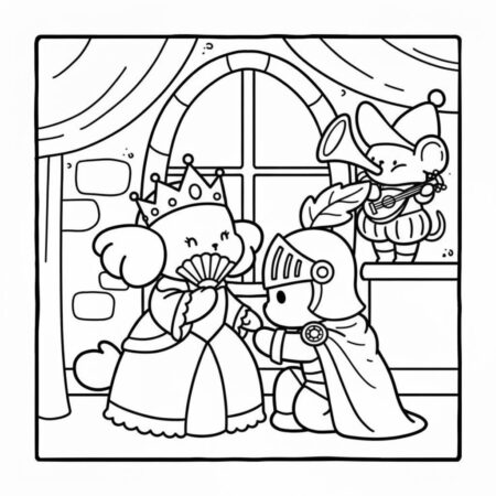 Amigos Aconchegantes no Castelo (Desenho para Colorir)