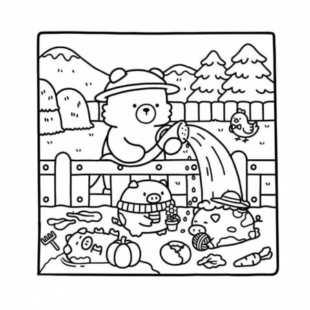 Amigos Aconchegantes no Jardim (Desenho para Colorir)