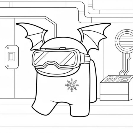 Among Us Astronauta com Asas de Dragão (Desenho para Colorir)