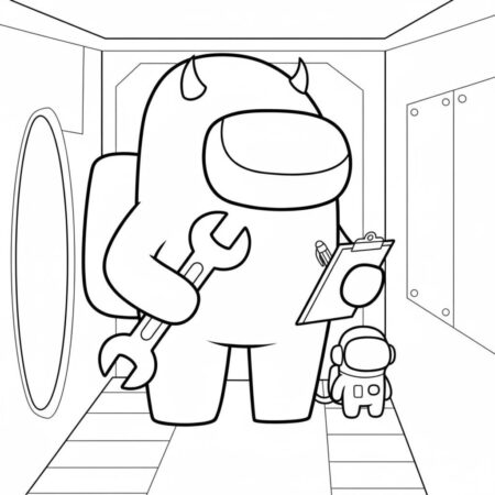 Among Us Aventura Espacial (Desenho para Colorir)