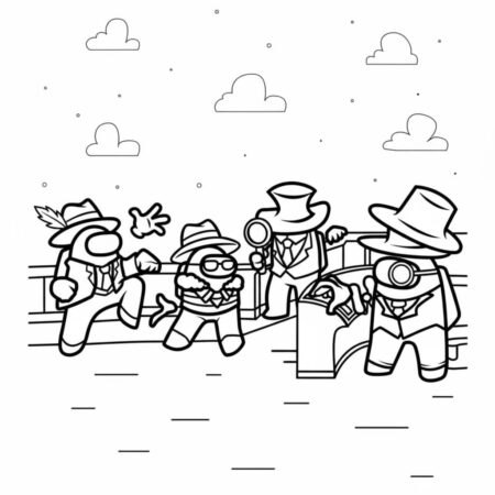 Among Us Detetives Elegantes (Desenho para Colorir)