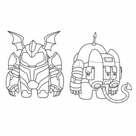 Among Us Fantasia de Dragão (Desenho para Colorir)