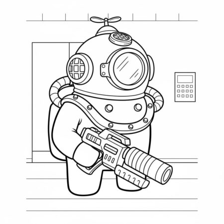 Among Us Mergulhador Aventureiro (Desenho para Colorir)