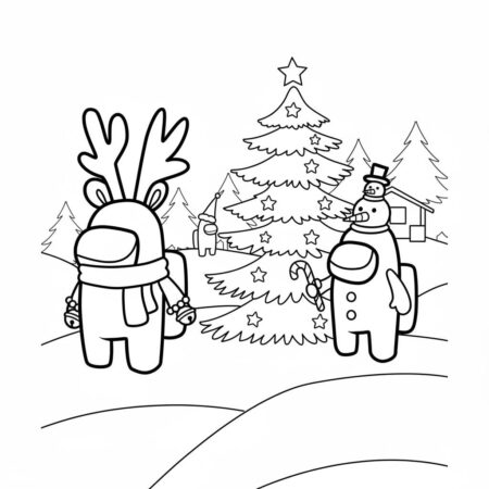 Among Us Natal Encantado (Desenho para Colorir)