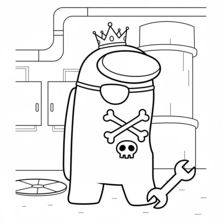 Among Us Personagem com Coroa e Ferramenta (Desenho para Colorir)