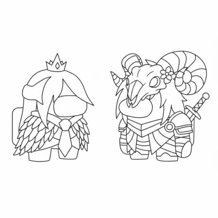 Among Us Personagens com Fantasia (Desenho para Colorir)