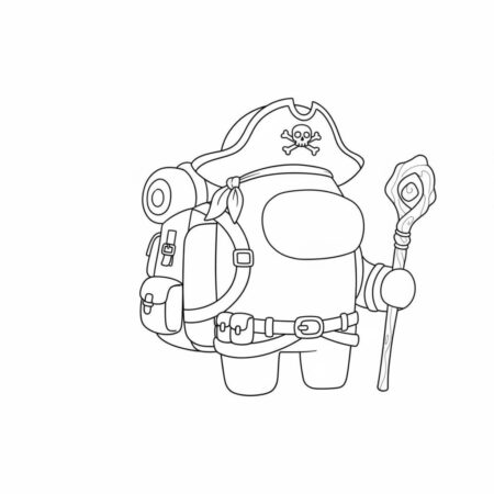 Among Us Pirata Aventureiro (Desenho para Colorir)