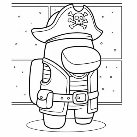 Among Us Pirata Aventureiro (Desenho para Colorir)