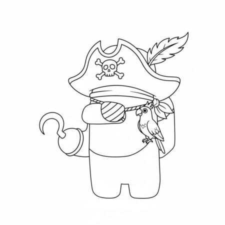 Among Us Pirata Aventureiro (Desenho para Colorir)