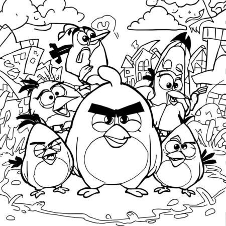 Angry Birds Estilo Cartoon (Desenho para Colorir)