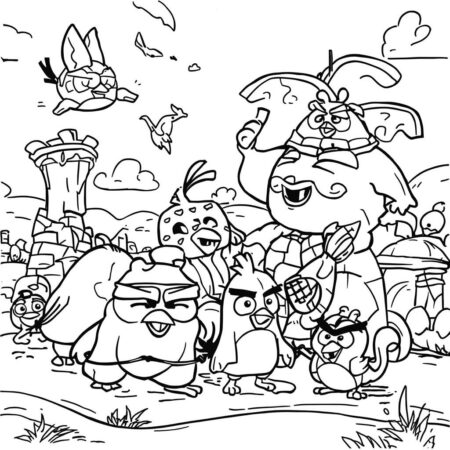 Angry Birds e Amigos (Desenho para Colorir)