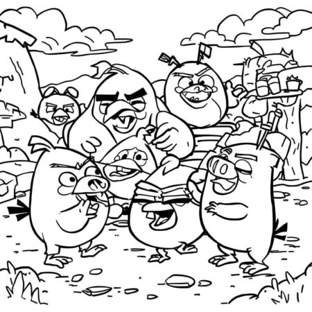 Angry Birds e Pigs (Desenho para Colorir)