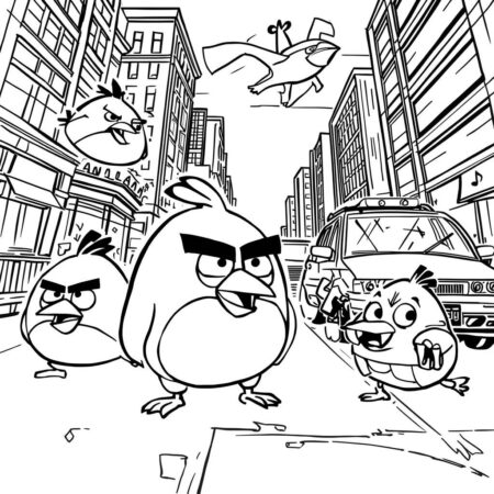 Angry Birds e a Cidade (Desenho para Colorir)