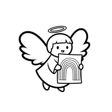 Anjos e Arco Iris (Desenho para Colorir)