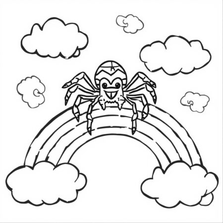 Aranha e o Arco iris (Desenho para Colorir)