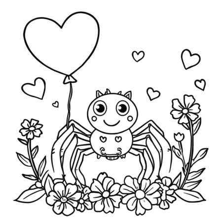Aranha e o Dia dos Namorados (Desenho para Colorir)