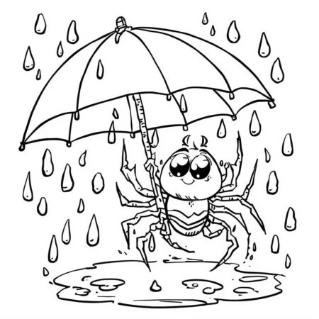 Aranha em Dia de Chuva (Desenho para Colorir)