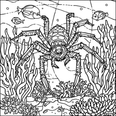 Aranha no Mundo Subaquatico (Desenho para Colorir)