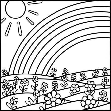 Arco Iris Colorido Criativo (Desenho para Colorir)