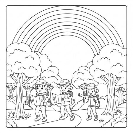 Arco Iris e Aventura (Desenho para Colorir)