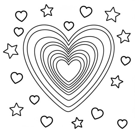Arco Iris e Coracao (Desenho para Colorir)
